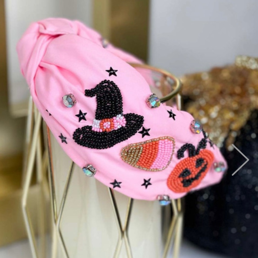 Pink Knotted Beaded Halloween Headband NWT
